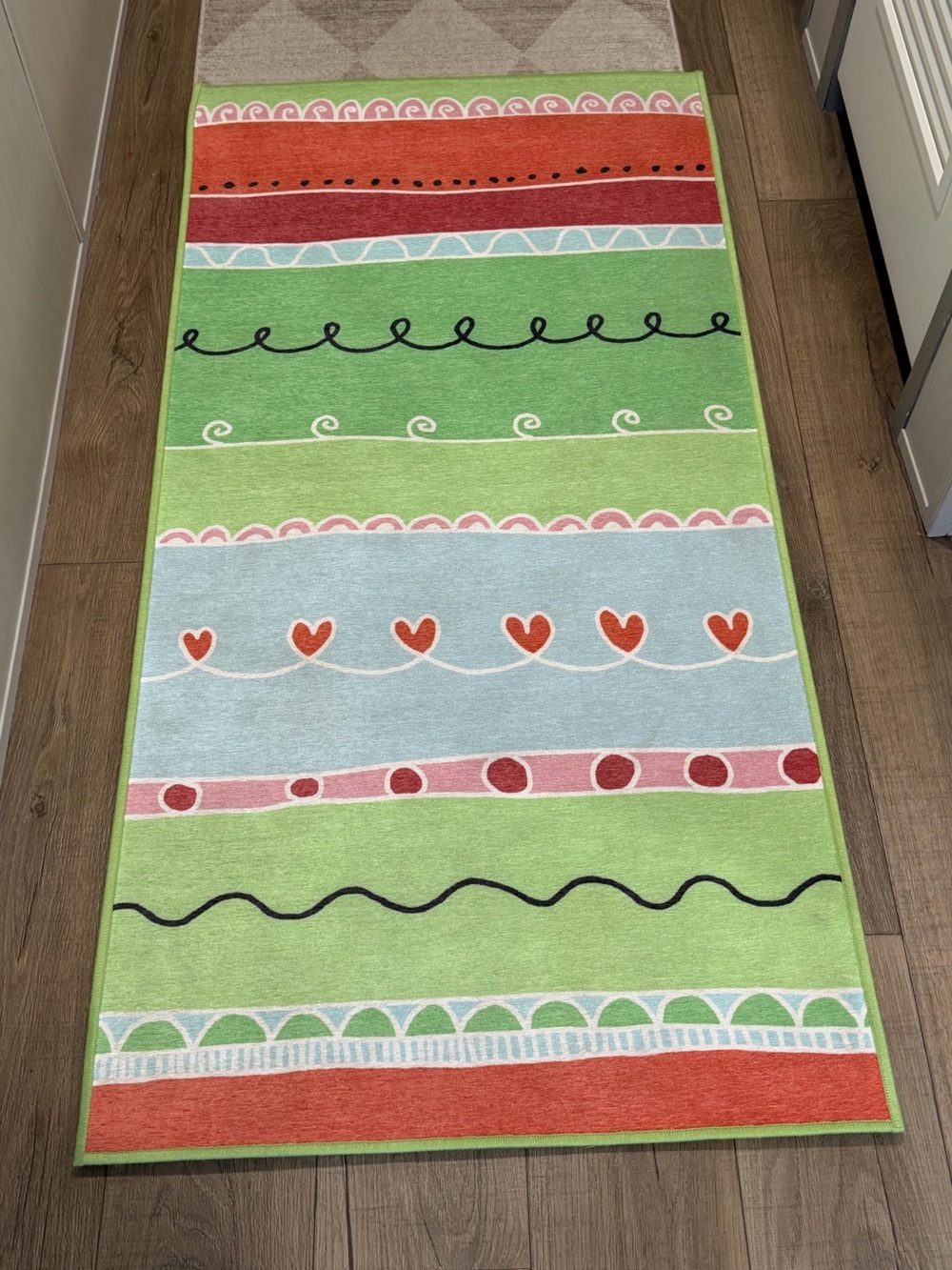 Rare Vintage IKEA Girls Room Runner 31.5 2x63 Rug Colorful 1999 Polyester Girly
